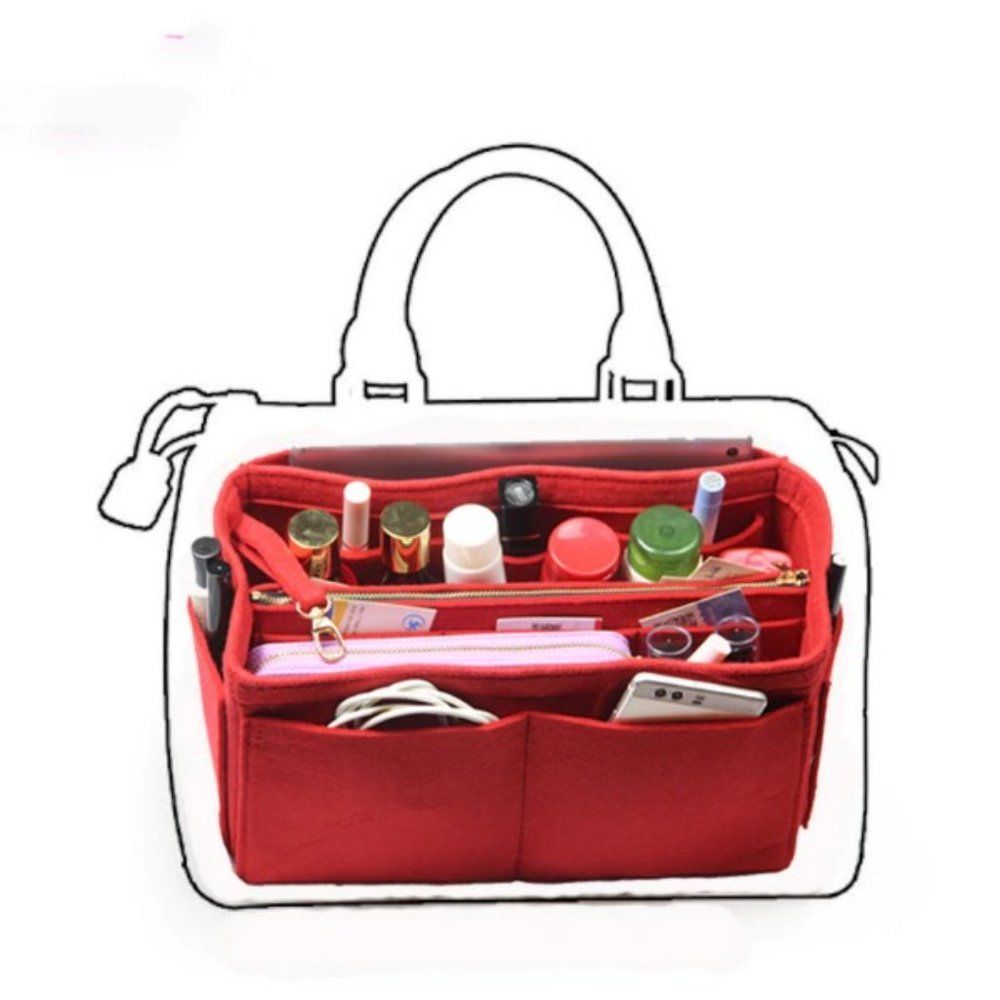 Insert/Organizer- Medium- Designer Handbags/Totes -Wine Red Style1 - Picture 8 of 10